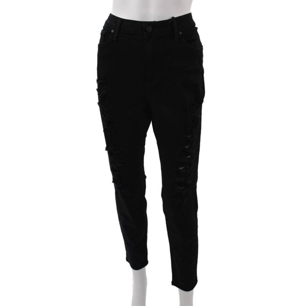 Just Black Womens Skinny Distressed Black Jeans High Rise Size 31